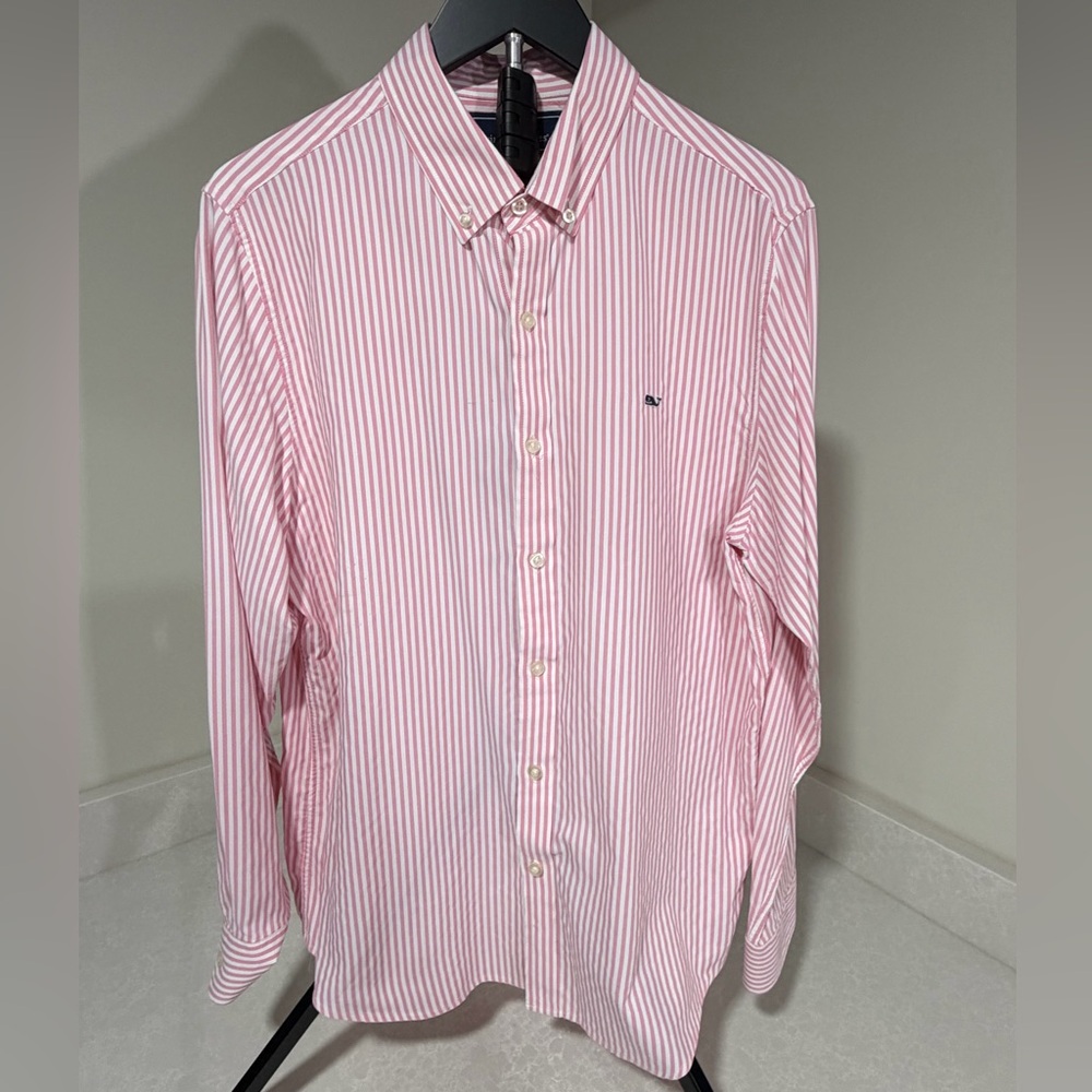 Vineyard Vines Pink and White Striped Button Down Shirt